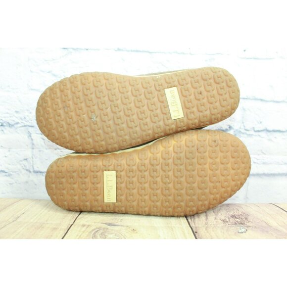 LL Bean Cement Suede Fleece Lined Mountain Moccasin Slip-on Slippers Size 8 M - Picture 9 of 9